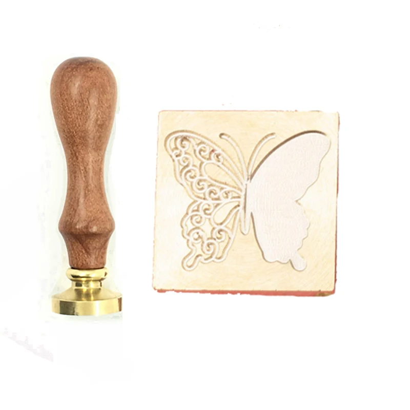 Натуральный восковой штамп в виде листьев растений, изысканная деревянная ручка в форме бабочки, искусственная кожа, индивидуальная восковая печать высокого качества 13