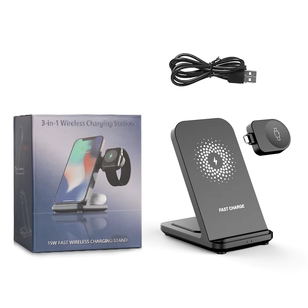 

15W Wireless Charger Compatible Phone Charging Dock Station Multifunctional Portable Stand Pad Device with Cable