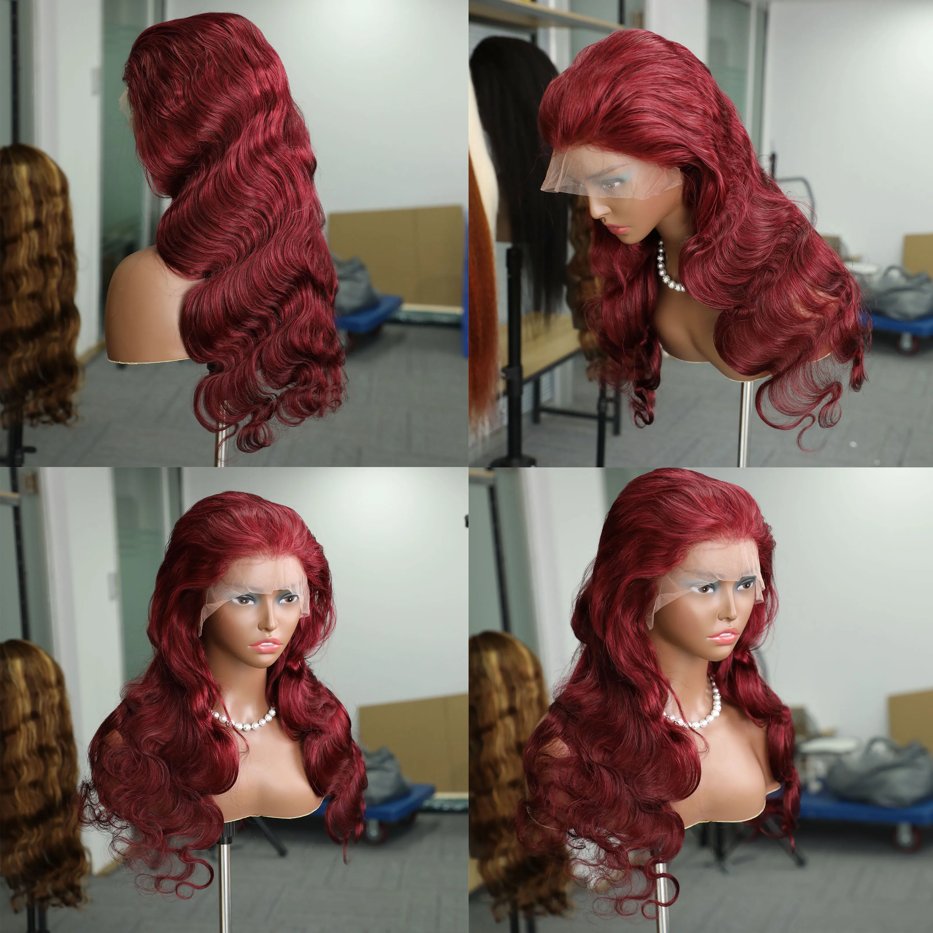 200% плотность 99J бордовый бразильский 34 дюйма телесная волна HD кружевной