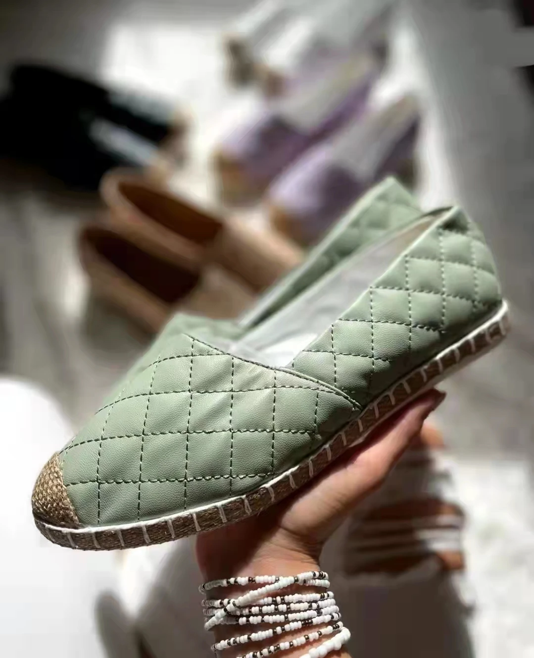 

Elegant Women's Shoes Flat Casual Straw Loafers Slip-On Apartment Designer Style Name Brand Purple Free Shipping Trend 2022 New