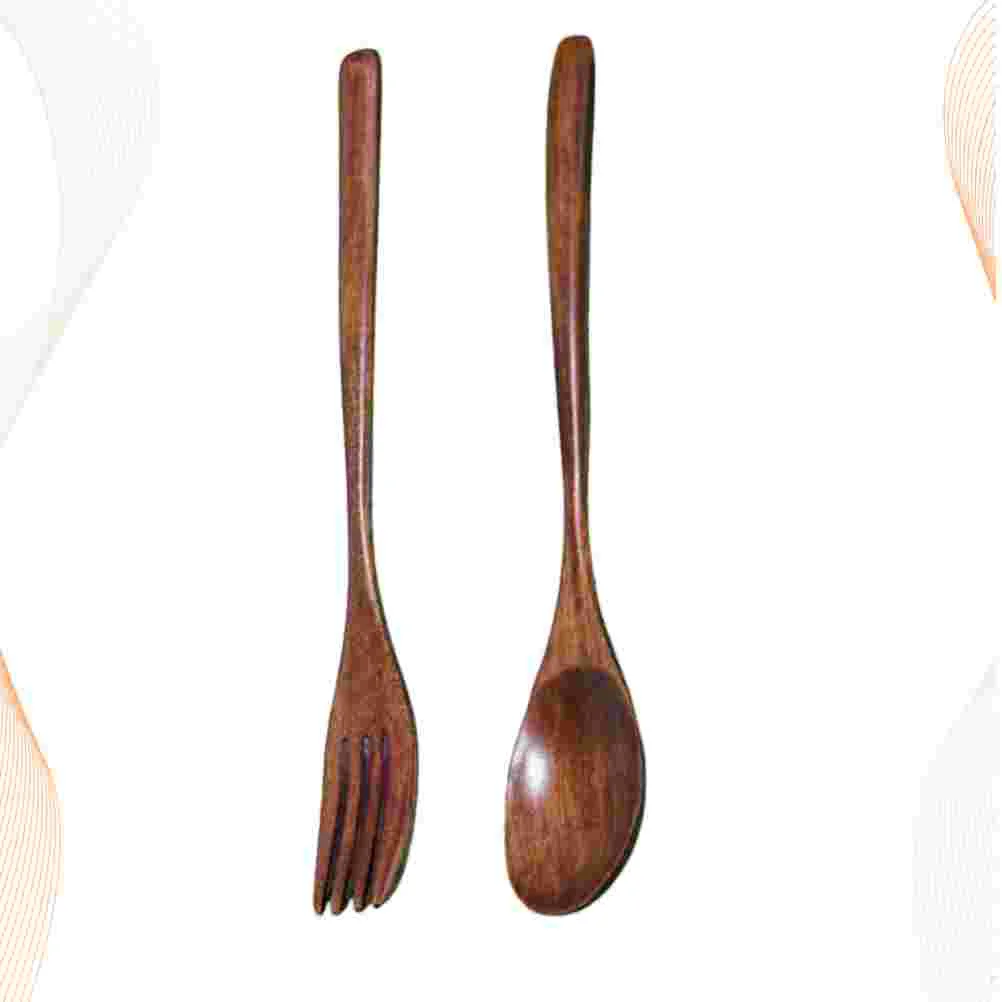 

Restaurant Home for Dessert Fork Tableware Flatware Set Spoons Wooden Spoon and Fork 2pcs