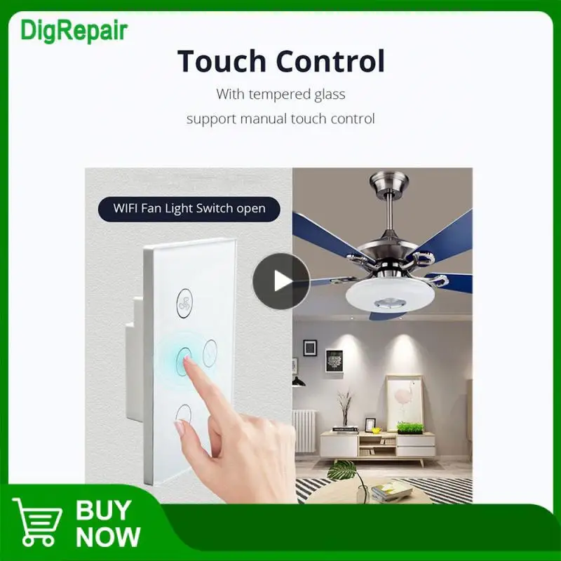 

Work With Amazon And Google Home Wall Light Us Fan Switch Wireless Remote Control App Control Ceiling Fan Lamp Switches Us Tuya