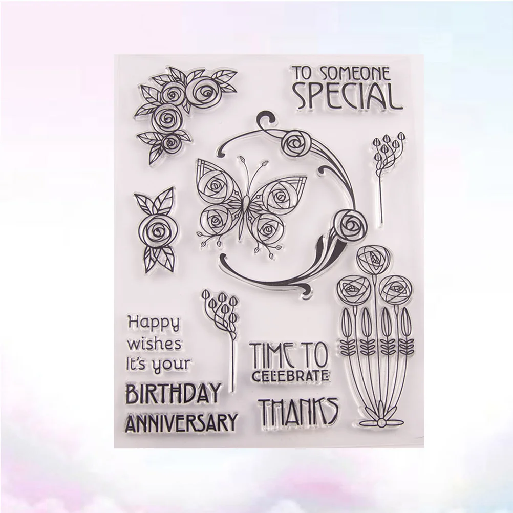 

1 Set Clear Stamp and Cutting Dies Flower Decorative Scrapbooking Dies Cling Stamp for DIY Photo Album Making
