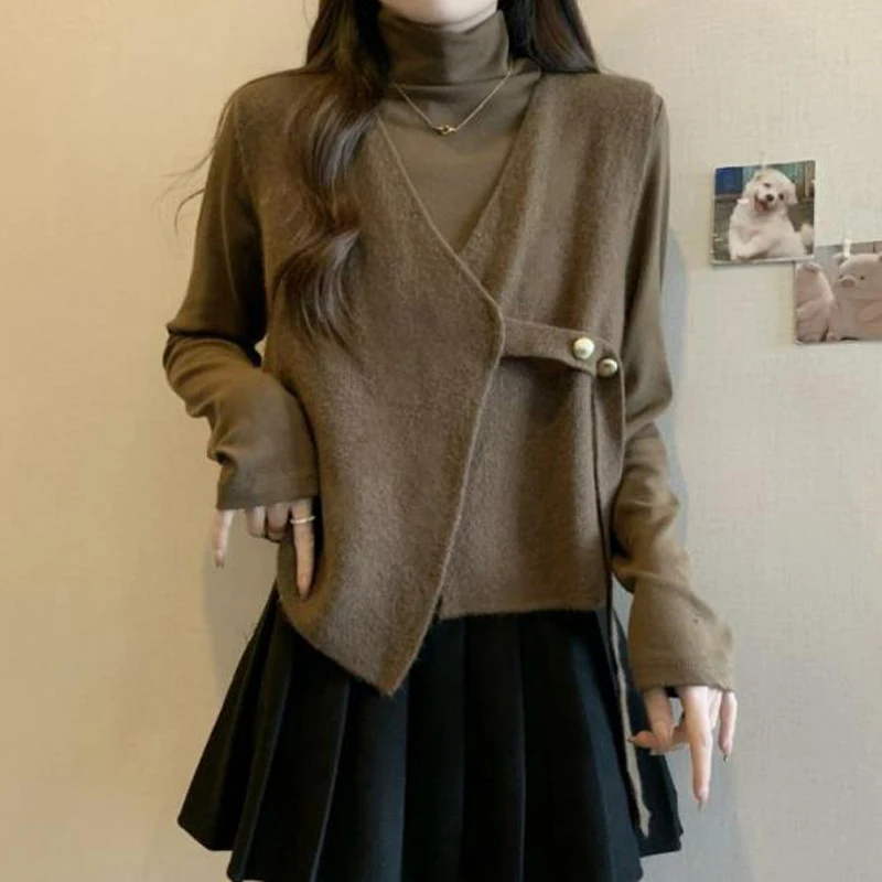 Женский винтажный минималистичный Асимметричный свитер на шнуровке Y2K