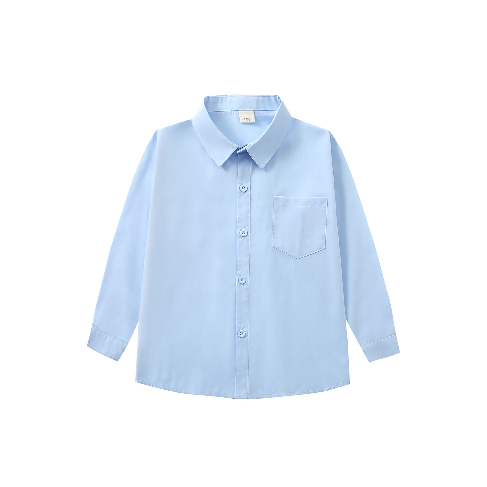 

School Kids Shirt Long Sleeve Light Blue Teenage Children Costumes Casual All-match Cotton Boys Girls Blouse 15 16 17 18 Years