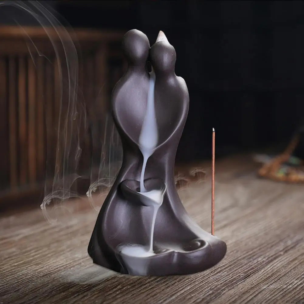 

Decorative Hug Posture Fine Workmanship Backflow Incense Burner Holder Handcrafted Waterfall Incense Burner Home Decor