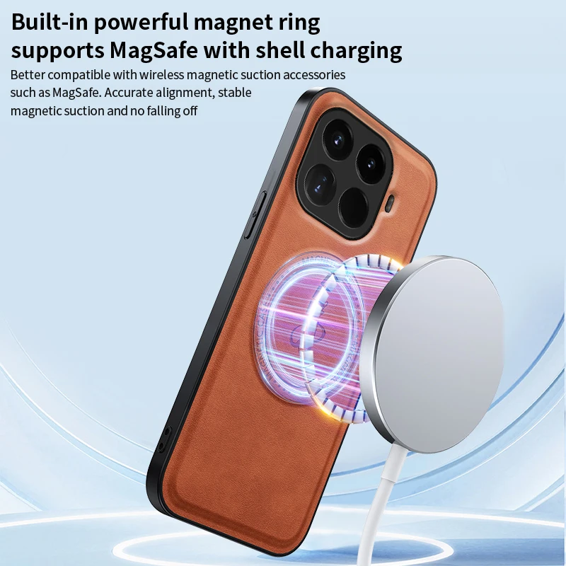 Фото Магнитный чехол с беспроводной зарядкой для Xiaomi 17T Pro Mi 17 5G, защитный чехол из искусственной кожи, жесткая задняя панель, Coque Funda №4