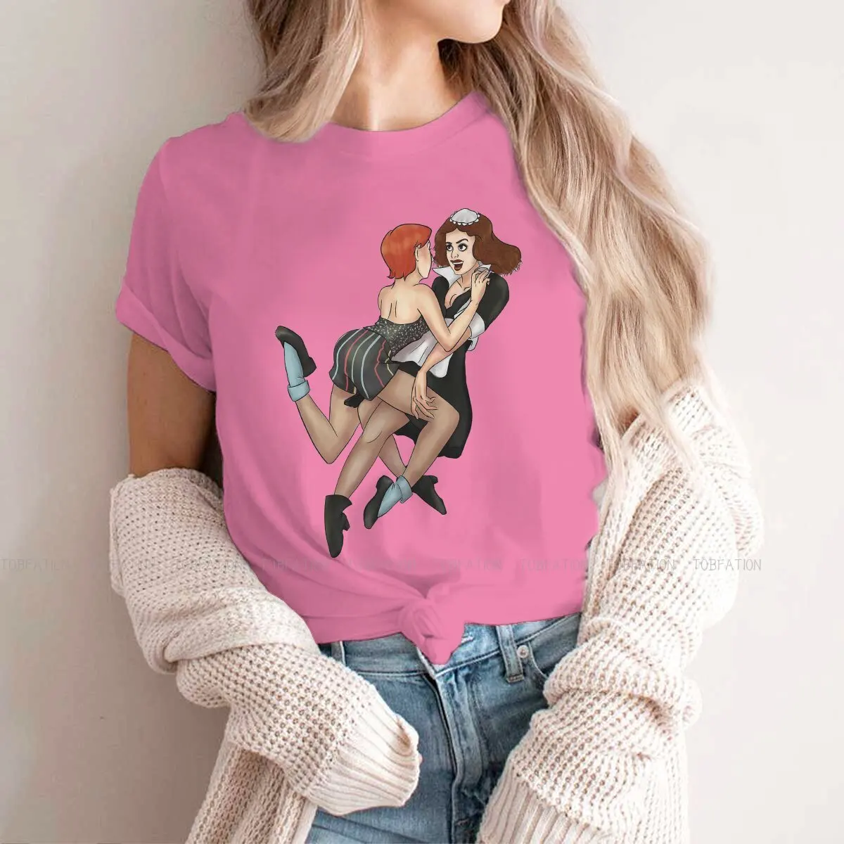 

Columbia and Magenta Hipster TShirts The Rocky Horror Picture Show Girl Harajuku Pure Cotton Tops T Shirt Round Neck 4XL