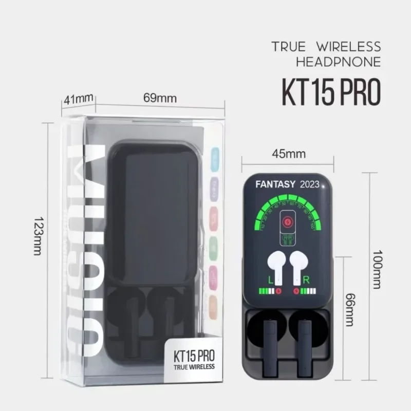 Беспроводная Bluetooth-гарнитура KT15 Pro с сабвуфером и цифровым дисплеем