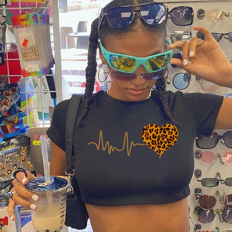 

Укороченный топ для девочек с изображением сердцебиения 2000s cyber y2k yk2