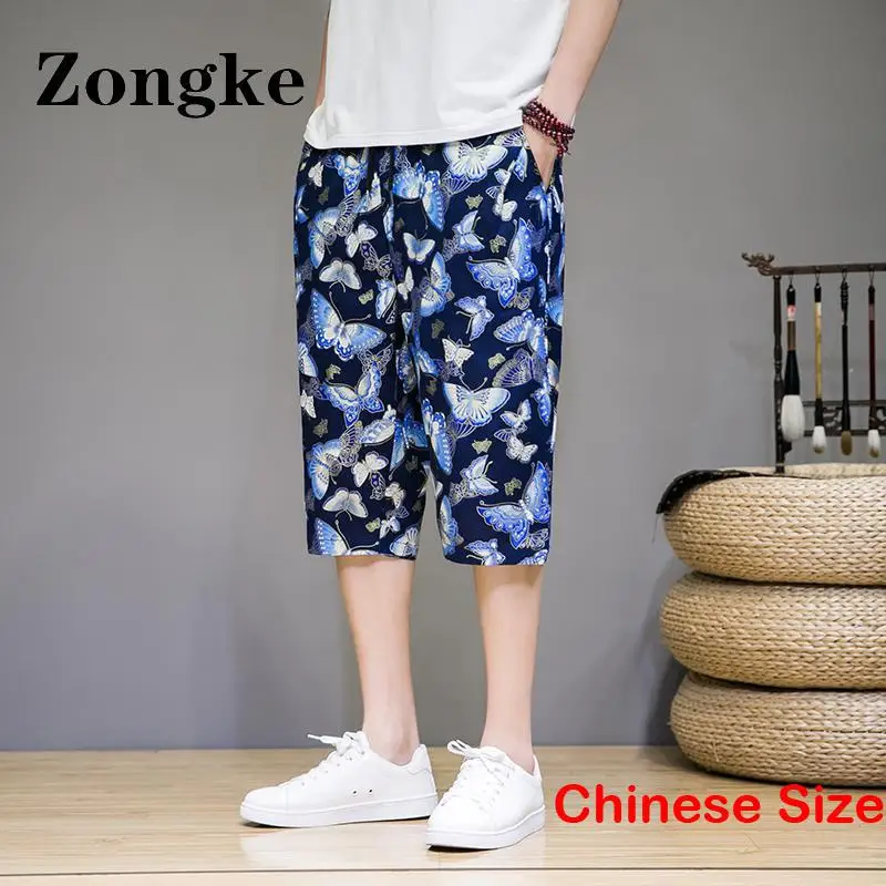 

Zongke Calf-Length Summer Linen Pants Trousers Sweatpants Chinese Style Clothes Harajuku Fashion Mens Clothing 5XL 2023 Summer