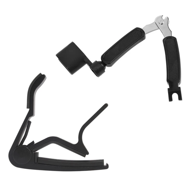

One Hand Quick Change Capo With 3 In 1 Guitar Peg String Winder + String Pin Puller + String Cutter