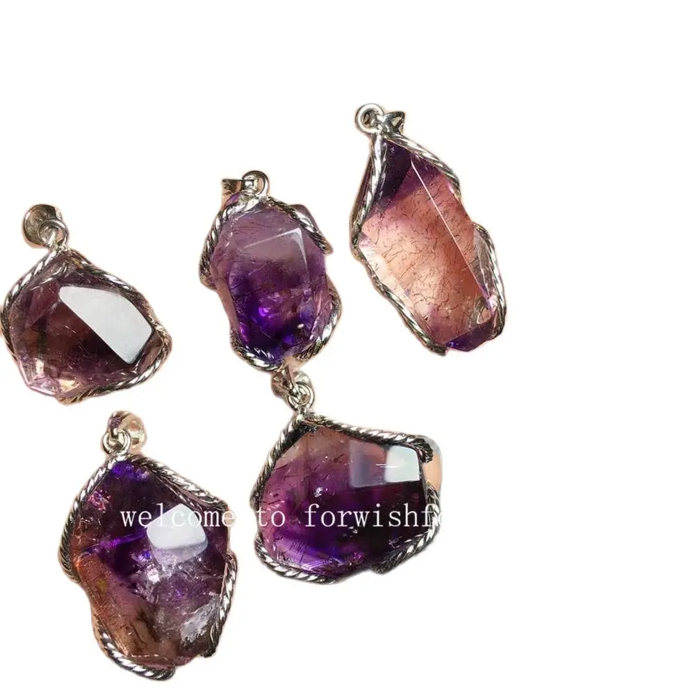 

S925 Silver Inlaid Natural Super 7 Violet Crystal Pendant Auspicious Crystal Necklace High Quality Natural Gem Gift