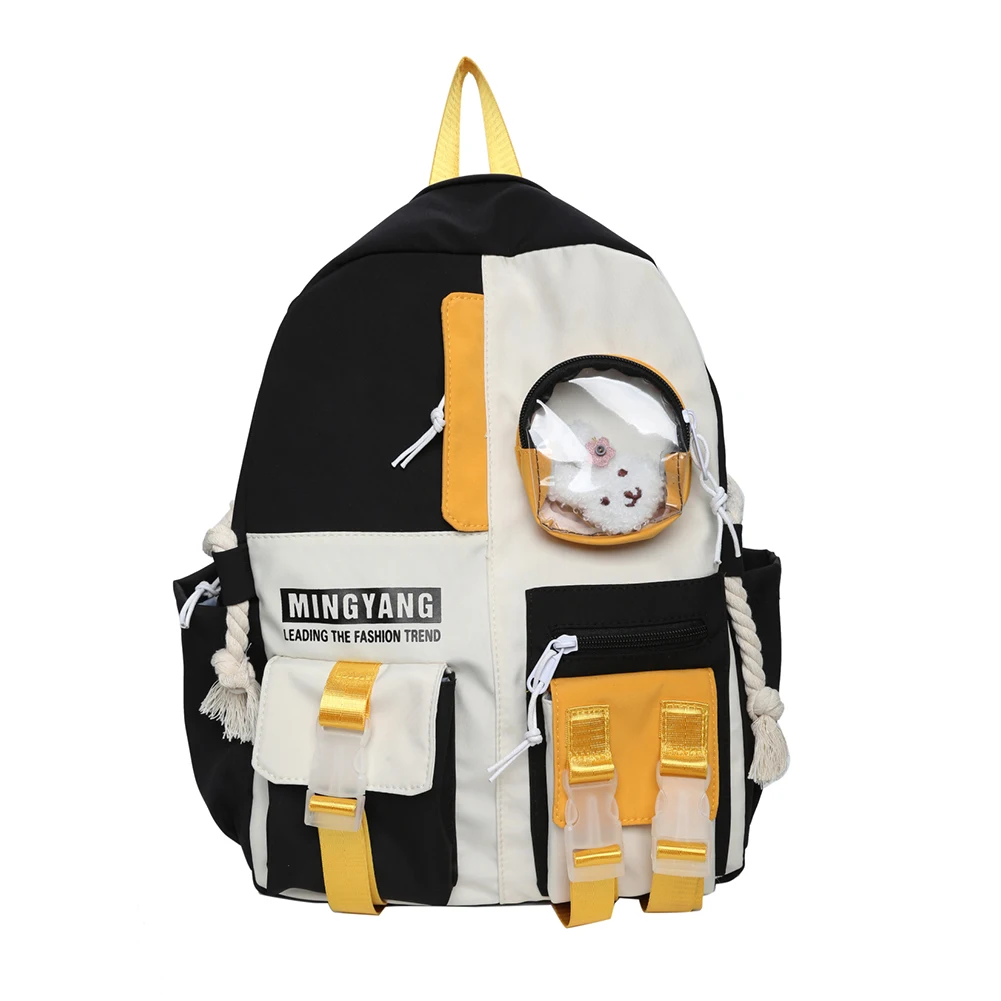 

Women Fashion Preppy Style Backpacks Multi-Layer Kids School Bag Nylon Contrast Color Leisure Shopping Traveling Knapsacks