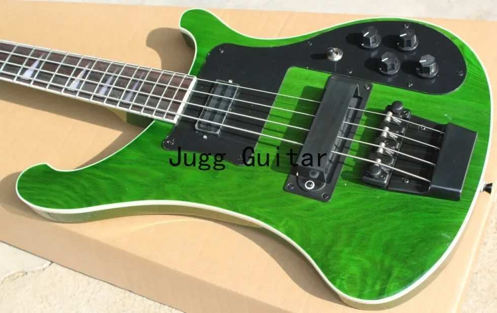 

Custom 4 Strings Trans Green 4003 Electric Bass Guitar Black Hardware Triangle MOP Fingerboard Inlay Awesome China Guitars