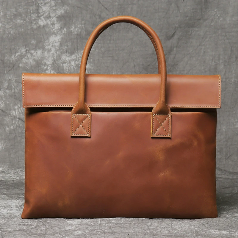 

Мужской портфель в стиле ретро, кожаная повседневная сумка, деловая сумка из воловьей кожи для планшетного компьютера диагональю 15 дюймов