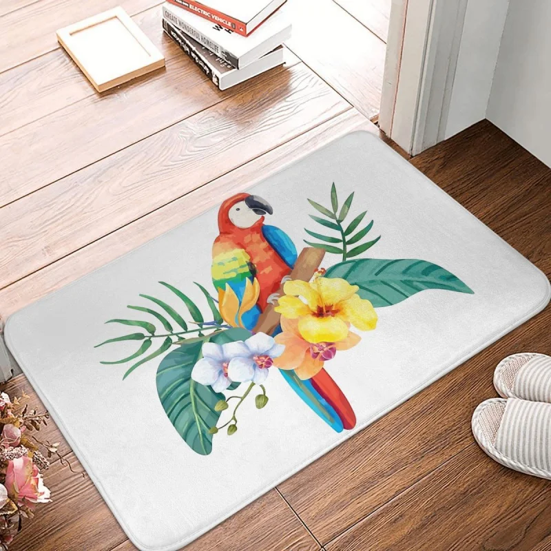 

Parrot Bird Bath Mat Tropical Doormat Kitchen Carpet Outdoor Rug Home Decoration