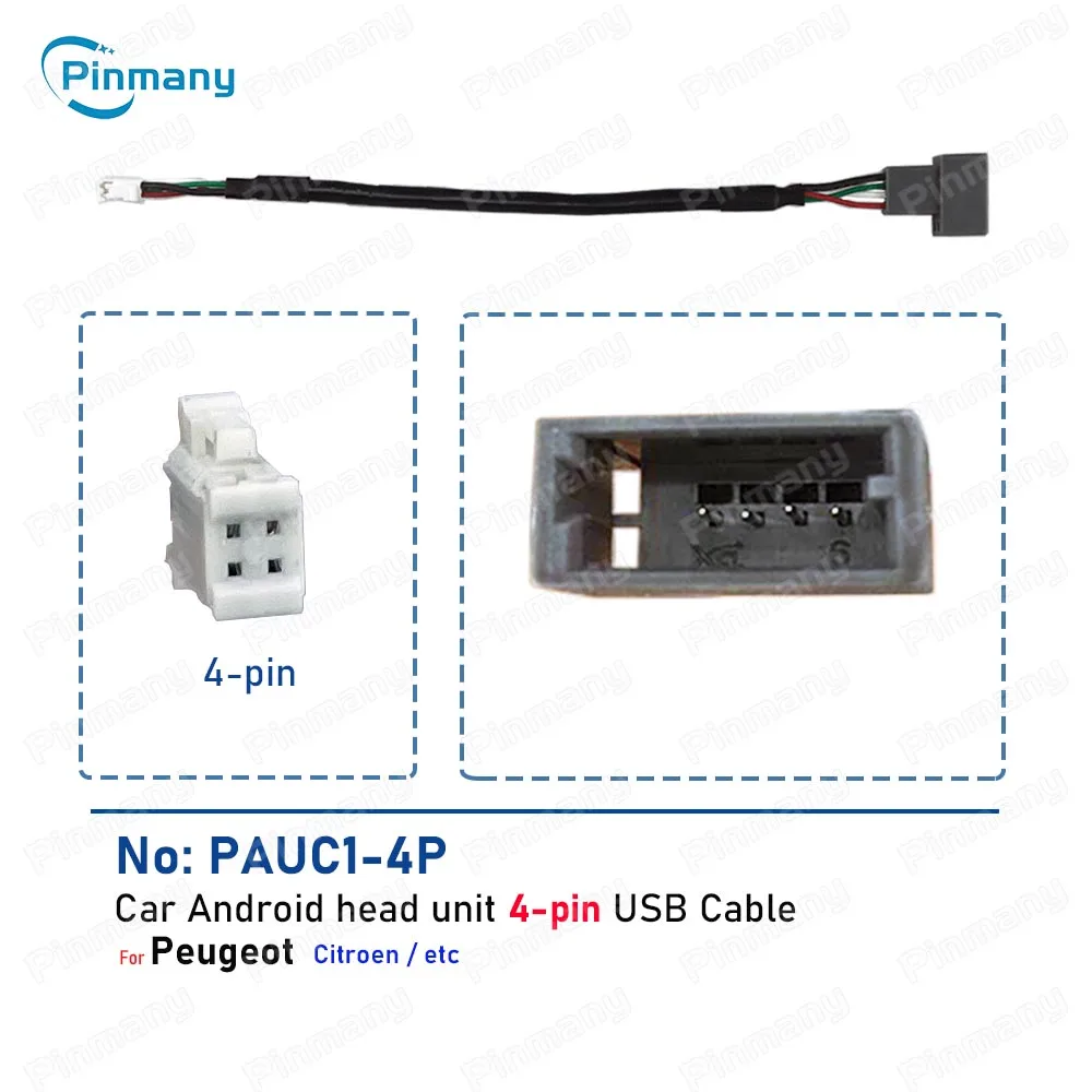 

Автомобильный Android-радио аудиоразъем PAUC1 4, 6-контактный USB-разъем жгута проводов, стереоразъем, адаптер для Peugeot Citroen