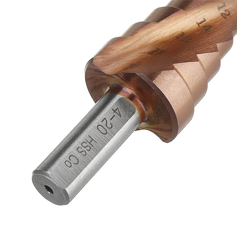 Кобальтовое ступенчатое сверло M35 5% 4-12/4-20/4-32 мм треугольный хвостовик спиральное