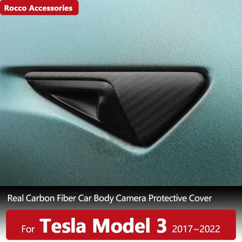 For Tesla Model 3 2022 Camera Protective Cover Real Carbon Fiber Car Stickers Auto Accessories For Tesla Model 3 S X Y 2Pcs