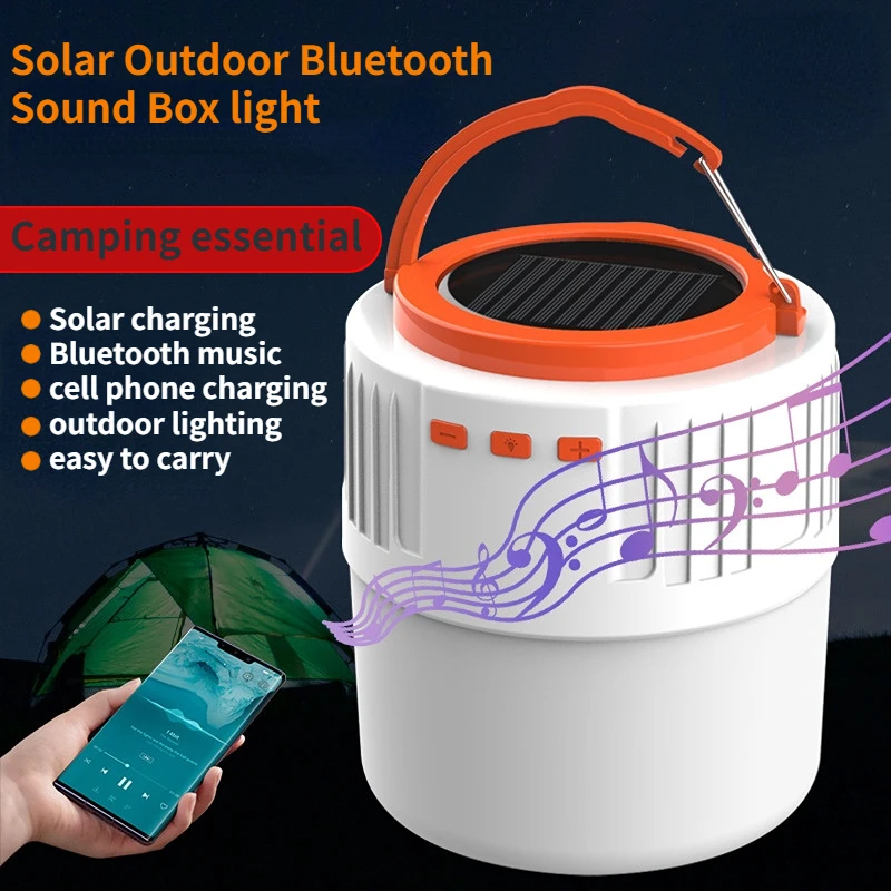 

Solar LED Portable Bluetooth Speaker Light Camping Tent Lamp USB Rechargeable Bulb Emergency Lanterns Lights Outdoor Fishing BBQ