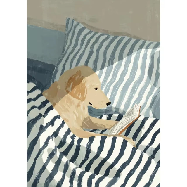 Плакат читающая собака Лабрадор