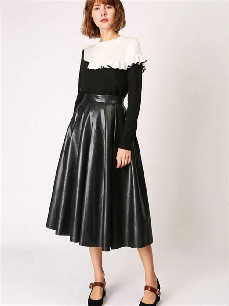 

Blue White Contrast Color Ruffles Sweater Woman Casual O Neck Long Sleeve Patchwork Pullovers Tops 2022 Wool Knitted Sweaters