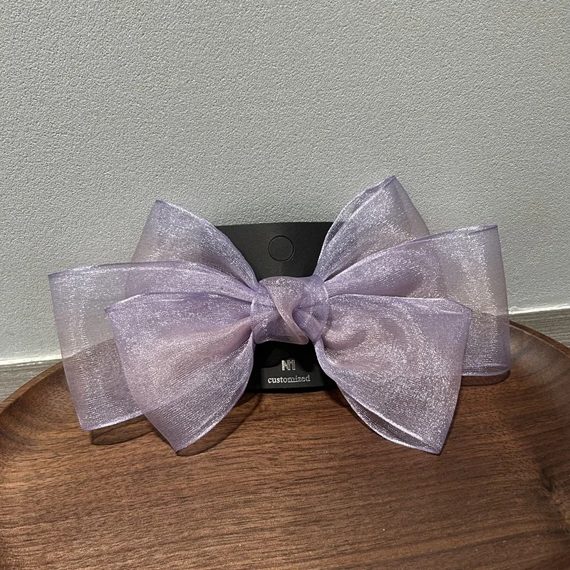 French Spring Hair Clip Bowknot Headwear Barrettes Fashion Style Yarn Purple Hair Accessories for Women Pony Hair  Fairy