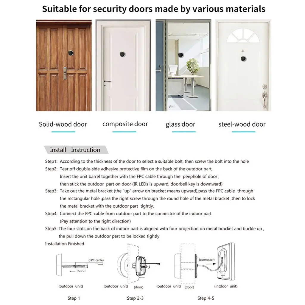 

HD Smart Home Security HD Camera Real-Time Video Infrared Night Vision Door Chime