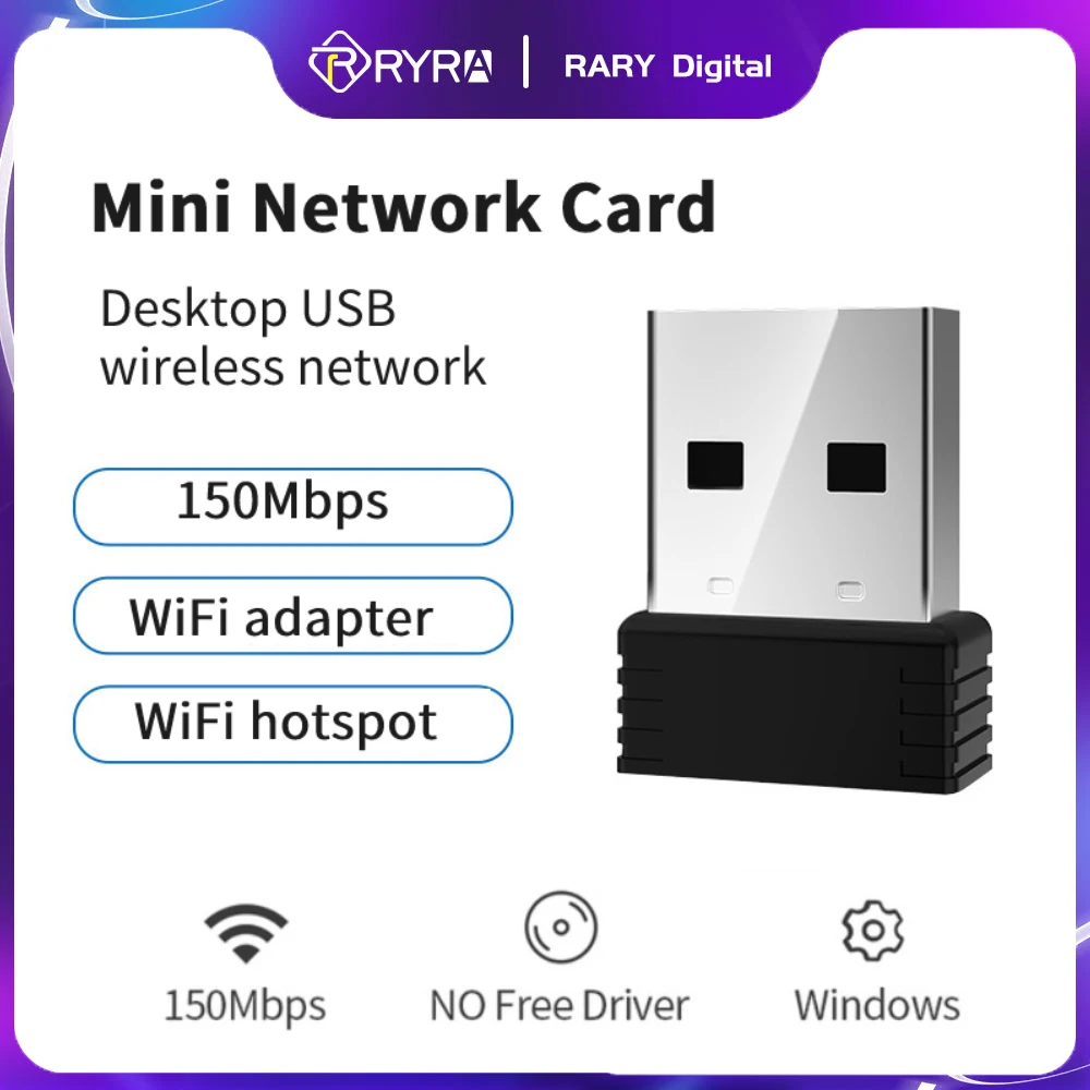 

RYRA 150Mbps Wireless Adapter USB Wifi Mini 2.4 G Ethernet Adapter USB 2.0 Wifi Hotspot Network Card For PC WiFi Receiver Dongle
