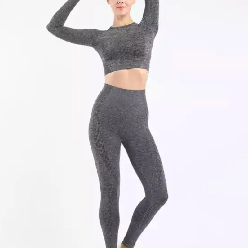 Women's yoga Gym Set Sports Suit Tight High Waist Trousers Autumn And Winter Fitness Exercise Running Quick-drying Long sleeves