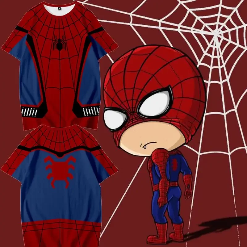 

Marvel Avengers Spider-Man Hero Anime Short Sleeve T-Shirt Peripheral Cartoon Iron Man Trendy Exquisite Versatile Half Sleeve