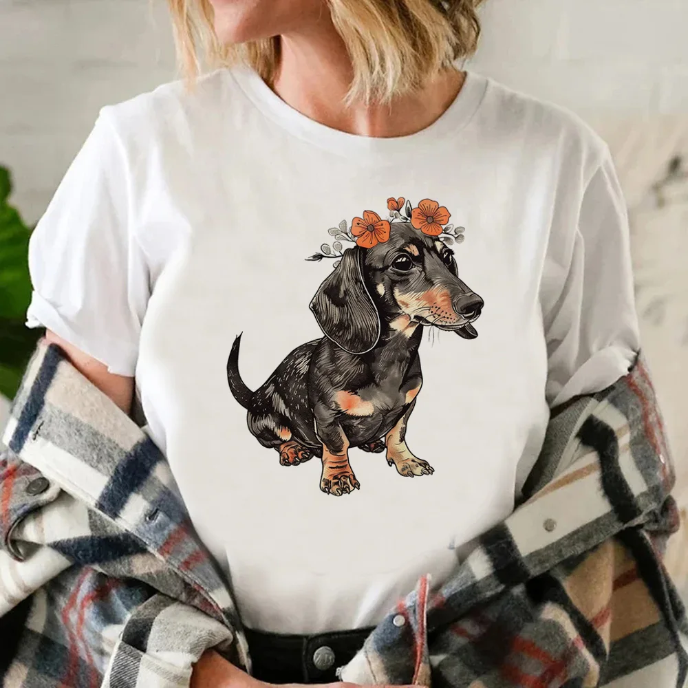 Такса футболка женская дизайнерская забавная девушка одежда