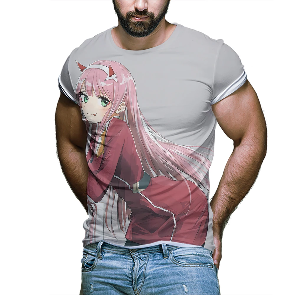 

Manga ZERO TWO Tshirt 3D Hentai Sexy Lolita Anime Darling In The Franxx T-Shirts Men Bikini Holiday Tees Women Streetwear