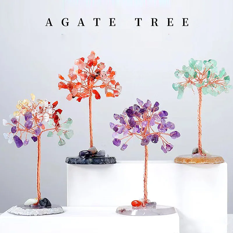 

Light Luxury Mini Natural Crystal Tree Handwoven Fortune Tree Office Desktop Decoration Home Decoration