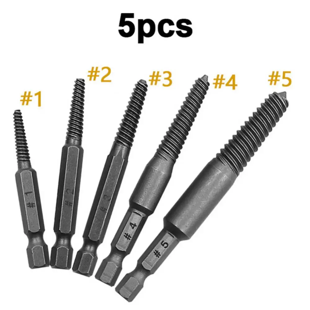 

5/6Pcs Metal Drill Bit Set Screw Extractor Set Damaged Screws Remover Extractor Woodworking Tools Broken Bolt Water Pipe Extract