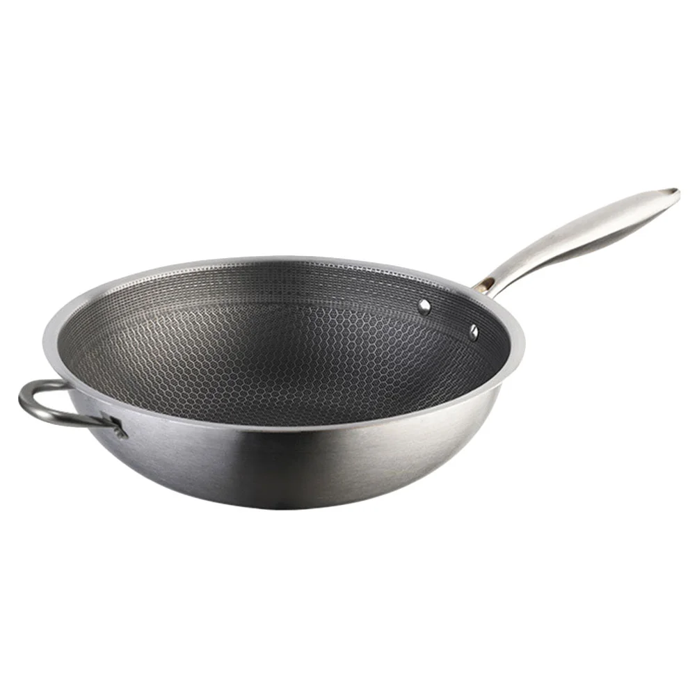 

Stainless Steel Wok Durable Pan for Gas Stove Honeycomb Kitchen Supply Stoves Non-stick Cookware Frying Cooking Utensils