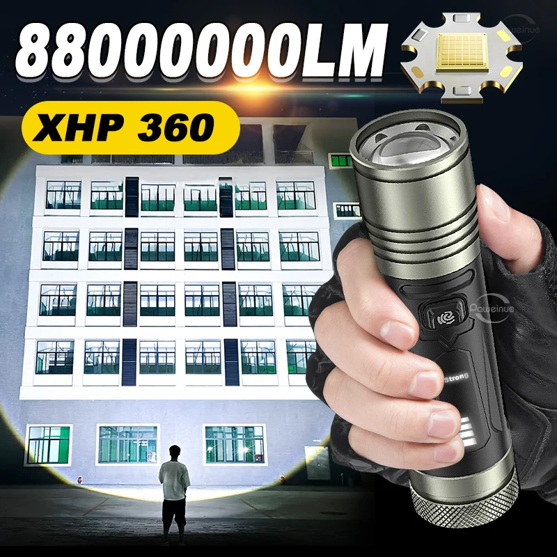 

8800000LM High Power Led Flashlights XHP360 Rechargeable Flashlight Lighting 1500m Powerful Torch Light XHP70 Outdoor Power Bank