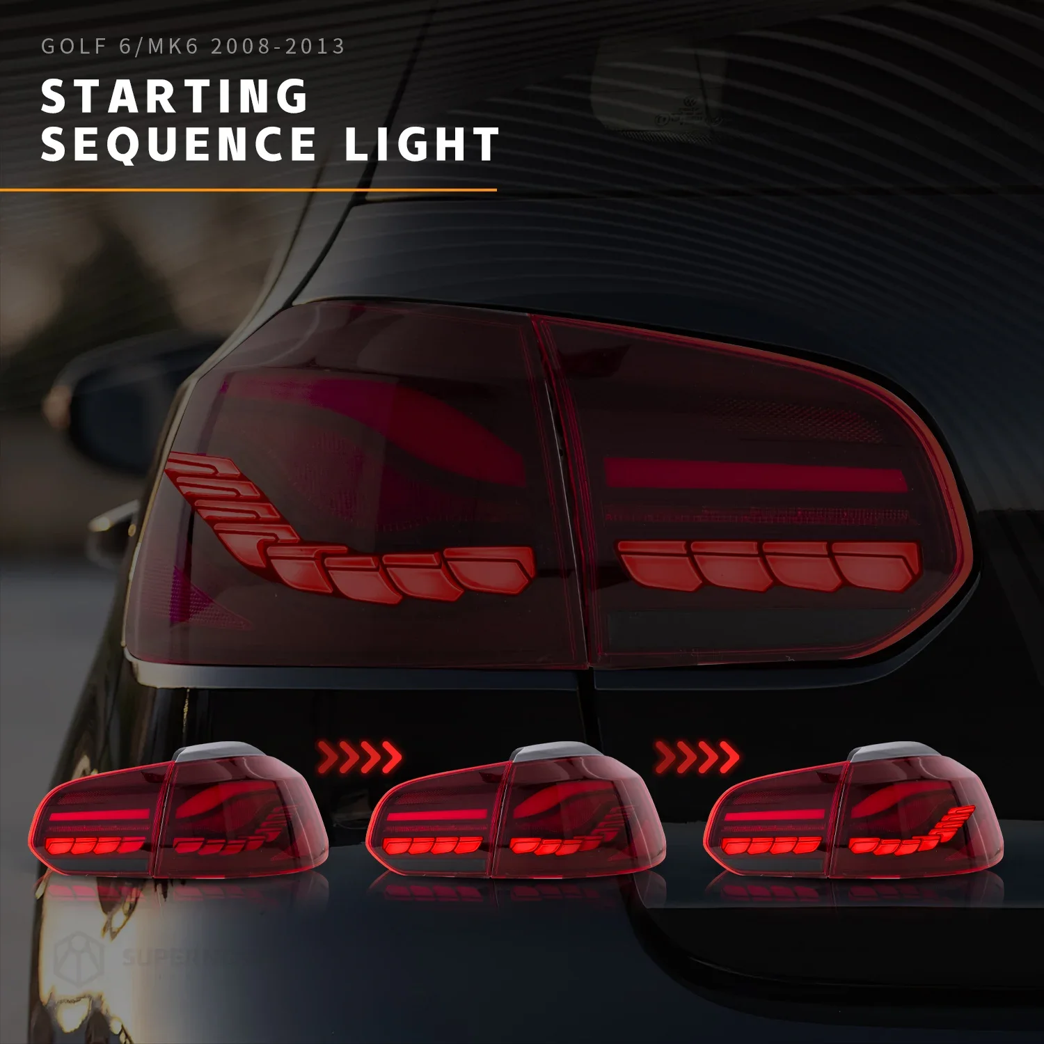 Последовательные задние фонари для MK6 2013-2018 полностью светодиодные в сборе с
