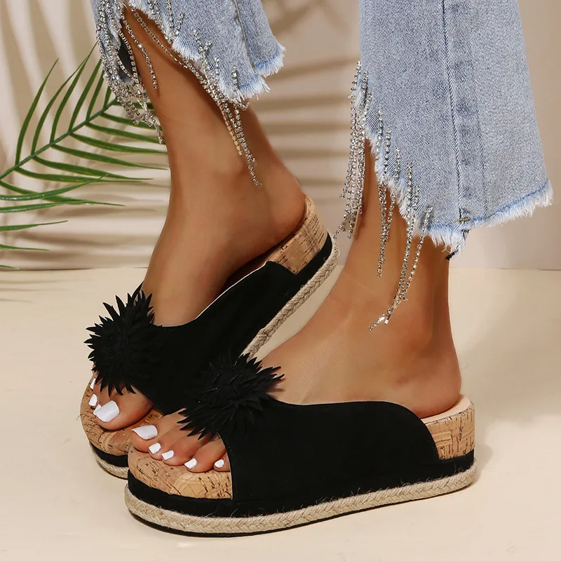 

2022 NEW Outside Wear Sandals Women Multicolor Soft Walking Shoes Flower Platform Large Size For Ladies Slippers shoes