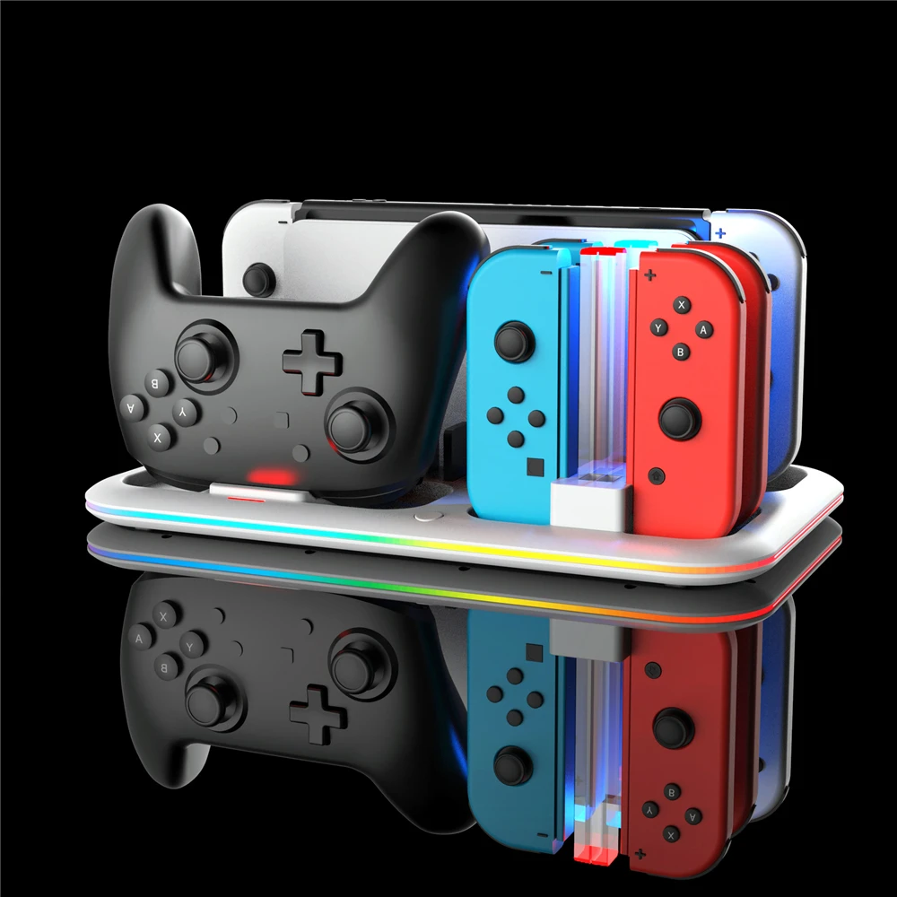

Cooling Stand For Switch Pro/JC Controller With RGB Light Cooling Fan Multi-function Charging Dock Base Station Charger