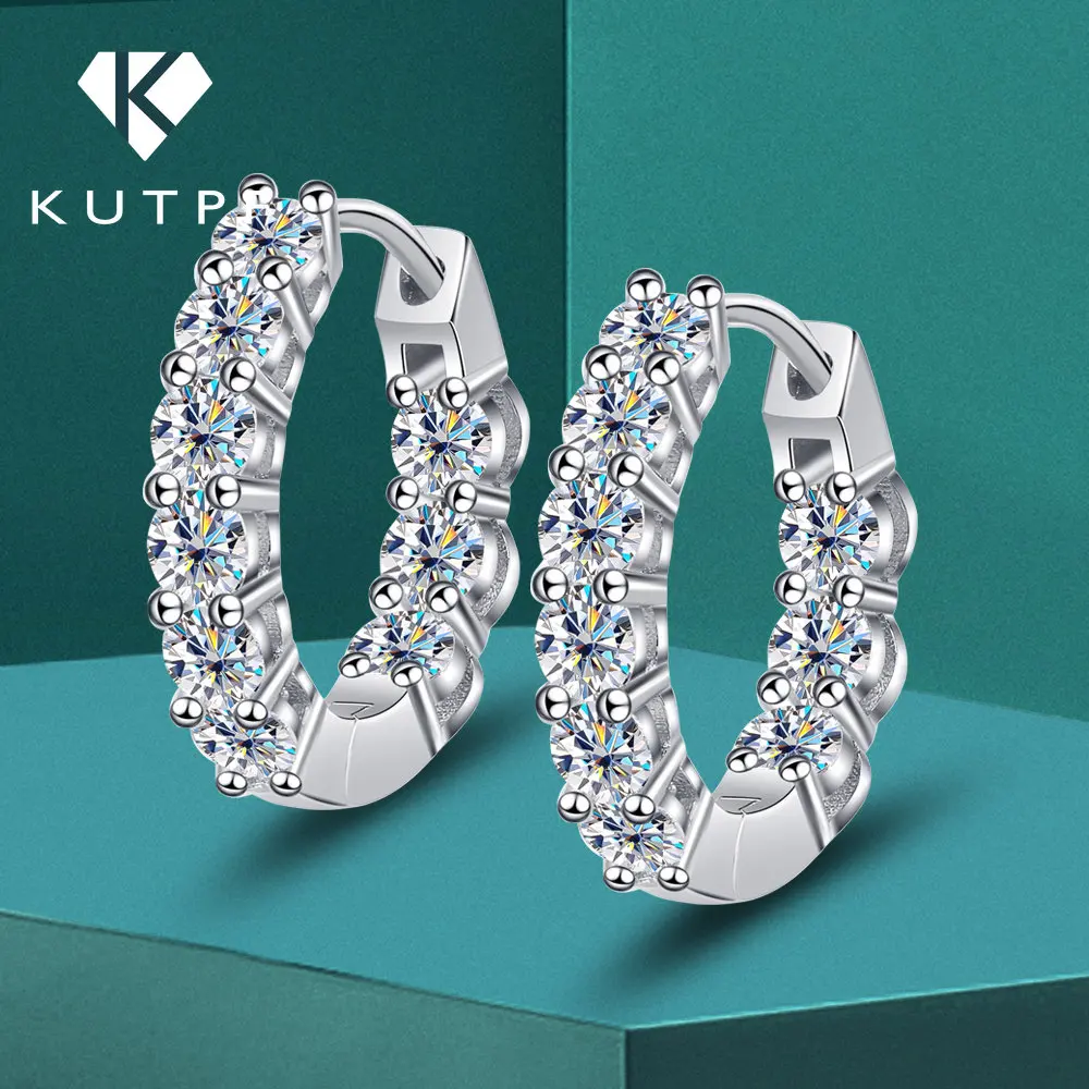 Серьги-кольца женские из серебра 925 пробы с муассанитом, 1,8 карата