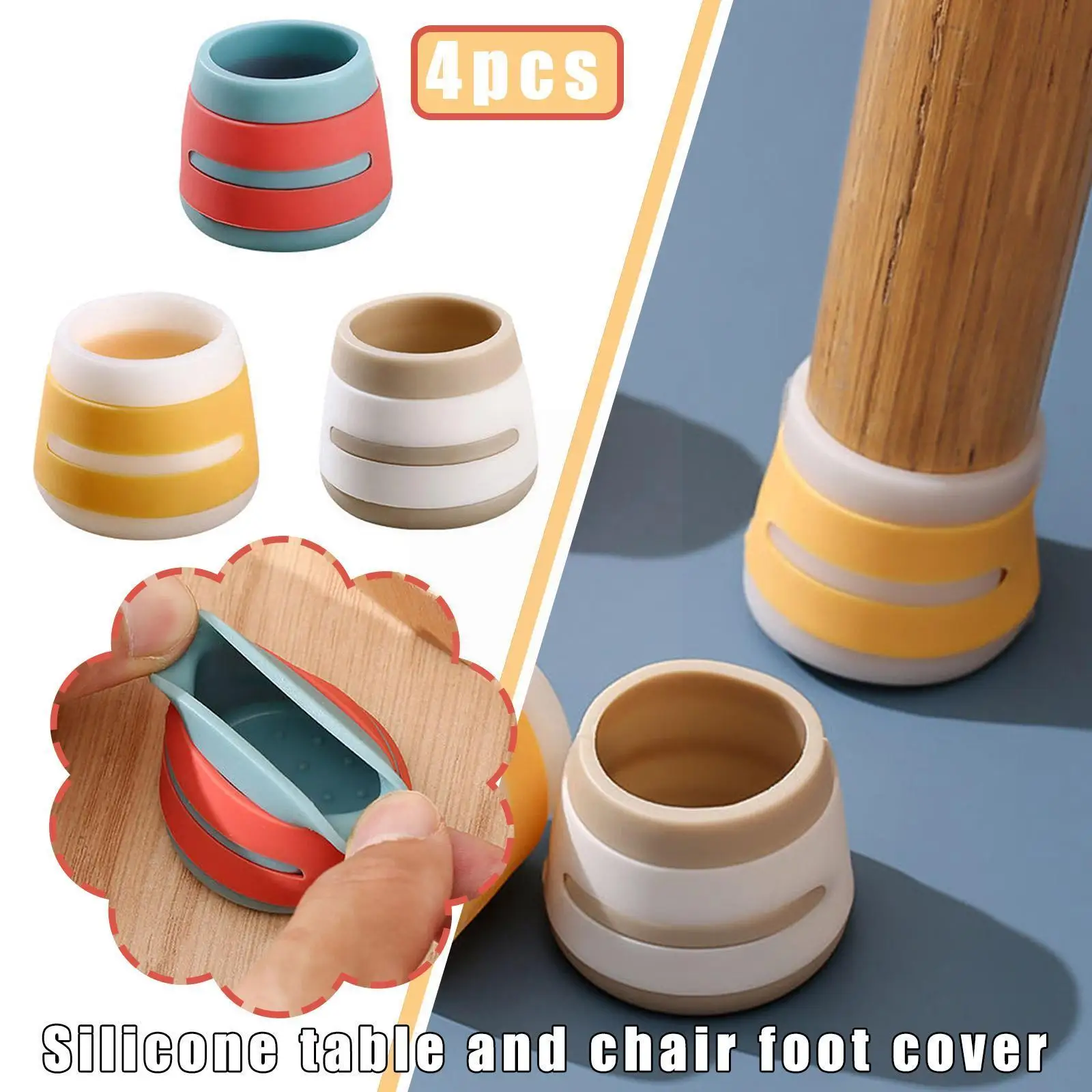 

Universal Silicone Table Chair Foot Cover Non-slip Legs 4.3cm Cover Pads Round Shape Furniture B8v4
