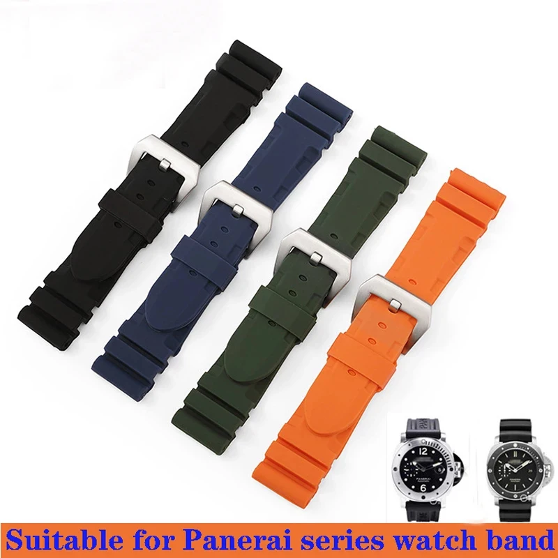 

Ремешок силиконовый для часов, резиновый сменный Браслет Для Panerai, со стальной пряжкой, черный синий зеленый оранжевый, 22 мм 24 мм
