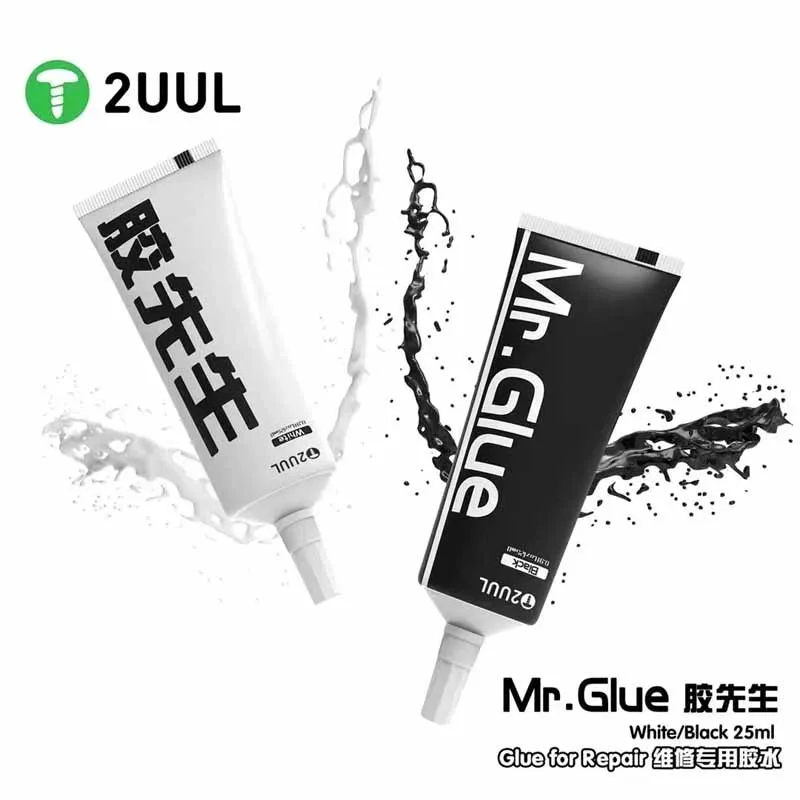 

2uul Mr Glue For Repair 25ml White Black Adhesive Multi Purpose Quick Drying Super Strong Phone Touch Screen Glue