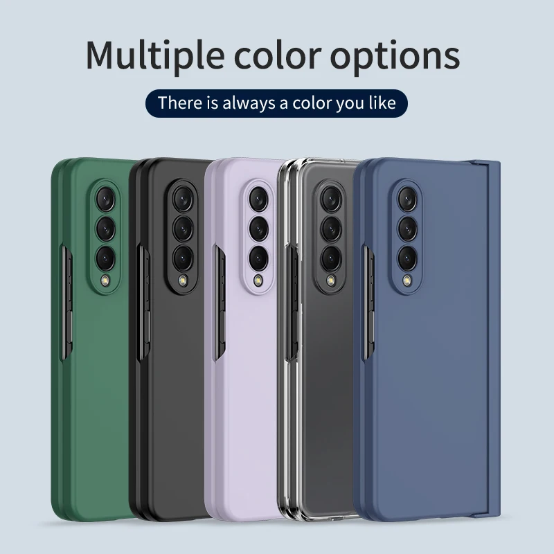 Phone Case For Samsung Galaxy Z Fold 5 4 3 5G With S Pen Slot Holder Hinge Plastic Cover With Front Screen Glass