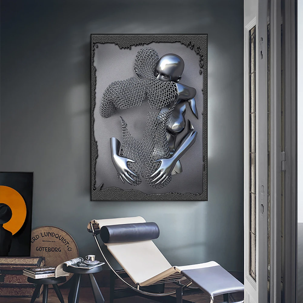 Настенные постеры с 3d-изображением золотых и черных фигур картины абстрактные