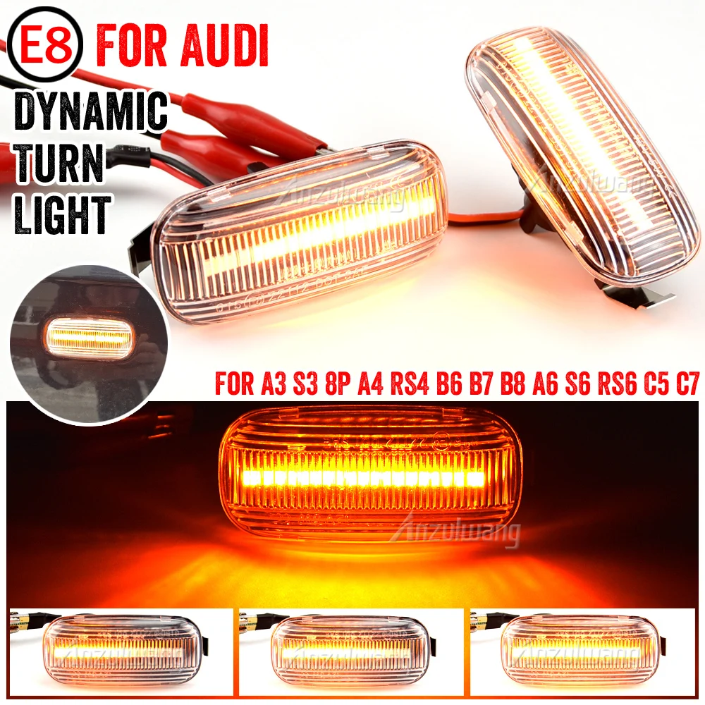 

Dynamic Turn Signal Light For Audi A3 S3 8P A4 S4 RS4 B6 B7 B8 A6 S6 RS6 C5 C7 Flashing LED Side Marker Fender Indicator Lights