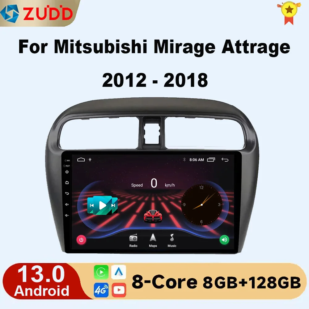 Автомобильное радио Android 13 2din для Mitsubishi Mirage Attrage 2012-2018 система Multimidia видеоплеер