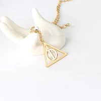 deathly hallows rotating triangle round pendant necklace for men women vintage fashion choker movie peripheral jewelry wholesale